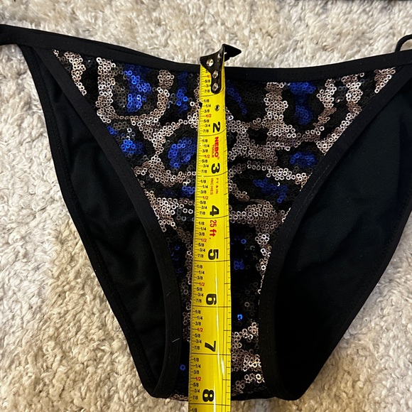 Sexy Forplay Leopard Sequin Triangle Bikini w/ Side Tie Bottom Swimwear Size S - Picture 5 of 13